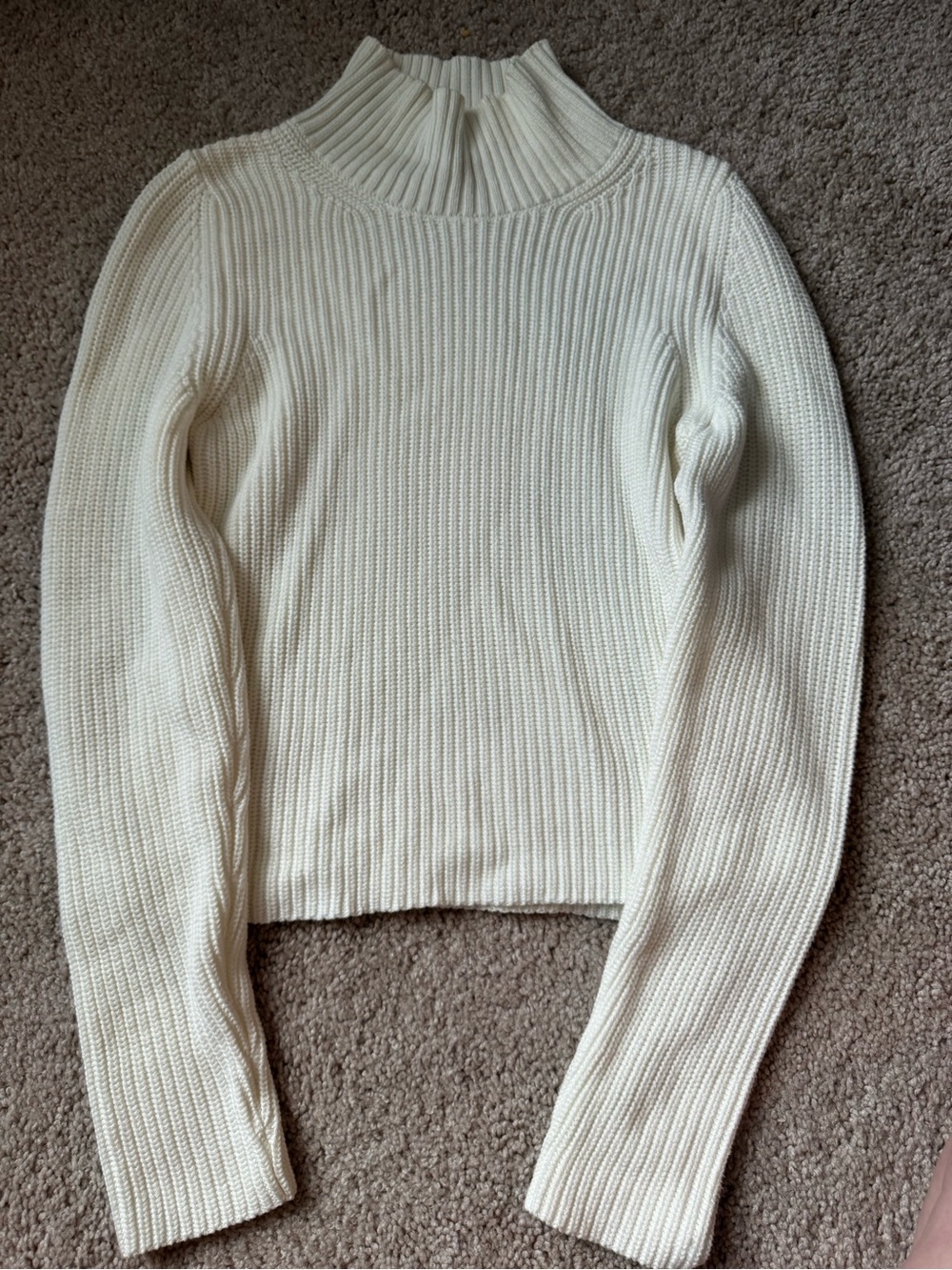 French Connection Cream Ribbed Mock Turtleneck Sweater